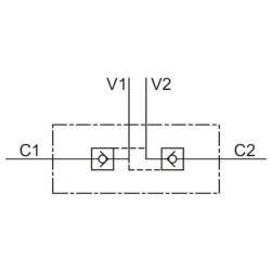 Zawór zwrotny bliźniaczy VBPDE 2 schemat